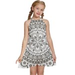 Vector Mandala Drawing Decoration Kids  Halter Collar Waist Tie Chiffon Dress
