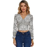 Vector Mandala Drawing Decoration Long Sleeve V-Neck Top
