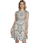 Vector Mandala Drawing Decoration Cap Sleeve High Waist Dress