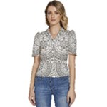 Vector Mandala Drawing Decoration Puffed Short Sleeve Button Up Jacket