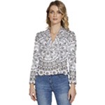 Vector Mandala Drawing Decoration Women s Long Sleeve Revers Collar Cropped Jacket