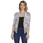 Vector Mandala Drawing Decoration Women s Draped Front 3/4 Sleeve Shawl Collar Jacket
