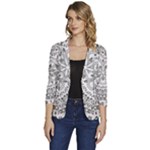 Vector Mandala Drawing Decoration Women s One-Button 3/4 Sleeve Short Jacket