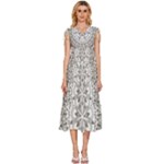 Vector Mandala Drawing Decoration V-Neck Drawstring Shoulder Sleeveless Maxi Dress
