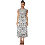 Vector Mandala Drawing Decoration Sleeveless Round Neck Midi Dress
