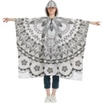 Vector Mandala Drawing Decoration Women s Hooded Rain Ponchos