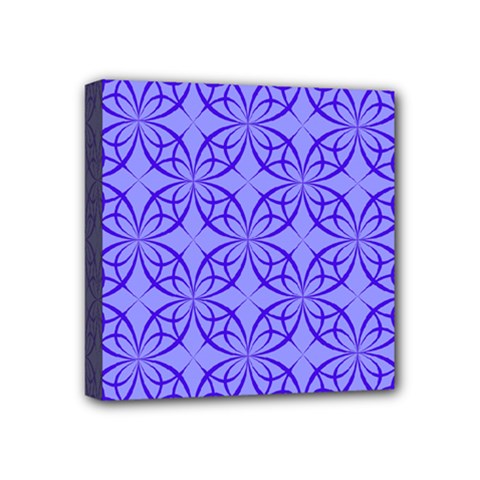Decor Pattern Blue Curved Line Mini Canvas 4  x 4  (Stretched) from ArtsNow.com