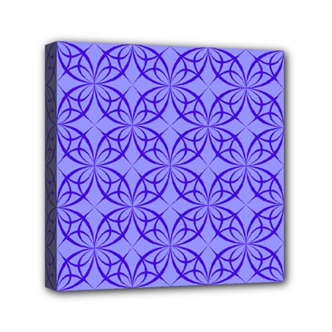 Decor Pattern Blue Curved Line Mini Canvas 6  x 6  (Stretched) from ArtsNow.com