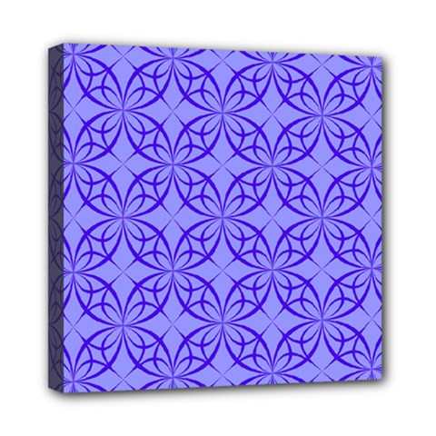 Decor Pattern Blue Curved Line Mini Canvas 8  x 8  (Stretched) from ArtsNow.com