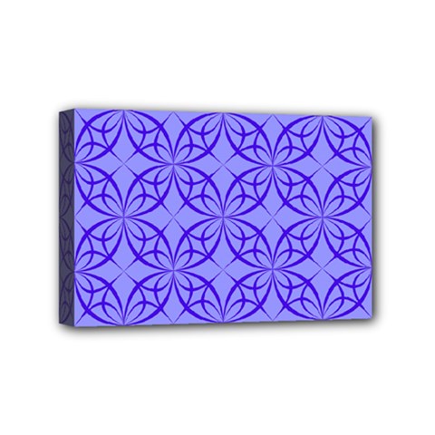 Decor Pattern Blue Curved Line Mini Canvas 6  x 4  (Stretched) from ArtsNow.com
