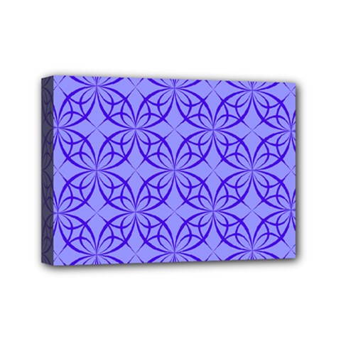 Decor Pattern Blue Curved Line Mini Canvas 7  x 5  (Stretched) from ArtsNow.com