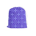 Decor Pattern Blue Curved Line Drawstring Pouch (Large)