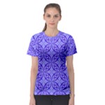 Decor Pattern Blue Curved Line Women s Sport Mesh T-Shirt