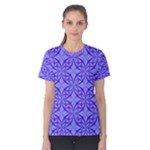 Decor Pattern Blue Curved Line Women s Cotton T-Shirt