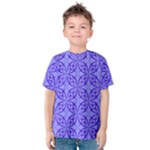 Decor Pattern Blue Curved Line Kids  Cotton T-Shirt