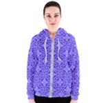 Decor Pattern Blue Curved Line Women s Zipper Hoodie