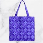 Decor Pattern Blue Curved Line Zipper Grocery Tote Bag