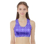 Decor Pattern Blue Curved Line Sports Bra with Border