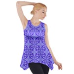 Decor Pattern Blue Curved Line Side Drop Tank Tunic