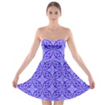 Decor Pattern Blue Curved Line Strapless Bra Top Dress