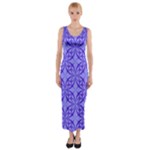 Decor Pattern Blue Curved Line Fitted Maxi Dress