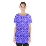 Decor Pattern Blue Curved Line Skirt Hem Sports Top