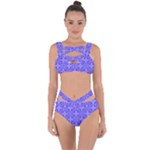 Decor Pattern Blue Curved Line Bandaged Up Bikini Set 