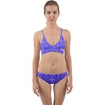 Decor Pattern Blue Curved Line Wrap Around Bikini Set