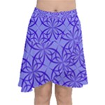 Decor Pattern Blue Curved Line Chiffon Wrap Front Skirt