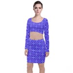 Decor Pattern Blue Curved Line Top and Skirt Sets