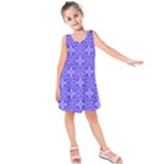 Decor Pattern Blue Curved Line Kids  Sleeveless Dress
