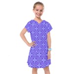 Decor Pattern Blue Curved Line Kids  Drop Waist Dress