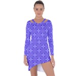 Decor Pattern Blue Curved Line Asymmetric Cut-Out Shift Dress