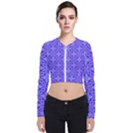 Decor Pattern Blue Curved Line Long Sleeve Zip Up Bomber Jacket