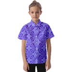 Decor Pattern Blue Curved Line Kids  Short Sleeve Shirt