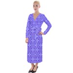 Decor Pattern Blue Curved Line Velvet Maxi Wrap Dress