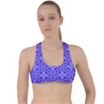 Decor Pattern Blue Curved Line Criss Cross Racerback Sports Bra