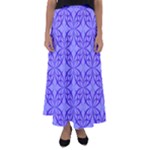 Decor Pattern Blue Curved Line Flared Maxi Skirt