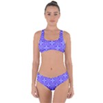 Decor Pattern Blue Curved Line Criss Cross Bikini Set