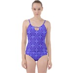 Decor Pattern Blue Curved Line Cut Out Top Tankini Set