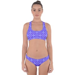 Decor Pattern Blue Curved Line Cross Back Hipster Bikini Set from ArtsNow.com