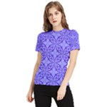 Decor Pattern Blue Curved Line Women s Short Sleeve Rash Guard
