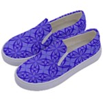 Decor Pattern Blue Curved Line Kids  Canvas Slip Ons