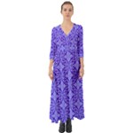 Decor Pattern Blue Curved Line Button Up Boho Maxi Dress