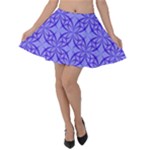 Decor Pattern Blue Curved Line Velvet Skater Skirt