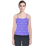 Decor Pattern Blue Curved Line Velvet Spaghetti Strap Top