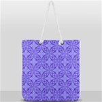 Decor Pattern Blue Curved Line Full Print Rope Handle Tote (Large)