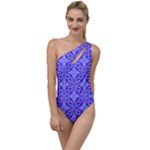 Decor Pattern Blue Curved Line To One Side Swimsuit