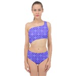 Decor Pattern Blue Curved Line Spliced Up Two Piece Swimsuit