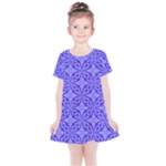 Decor Pattern Blue Curved Line Kids  Simple Cotton Dress